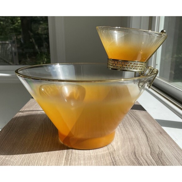 Vintage Orange Blendo Frosted Chip & Dip Bowl Set - Picture 4 of 16